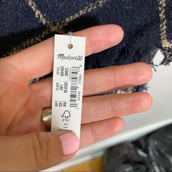 MADEWELL Navy Striped Blanket Scarf - Picture 4 of 7